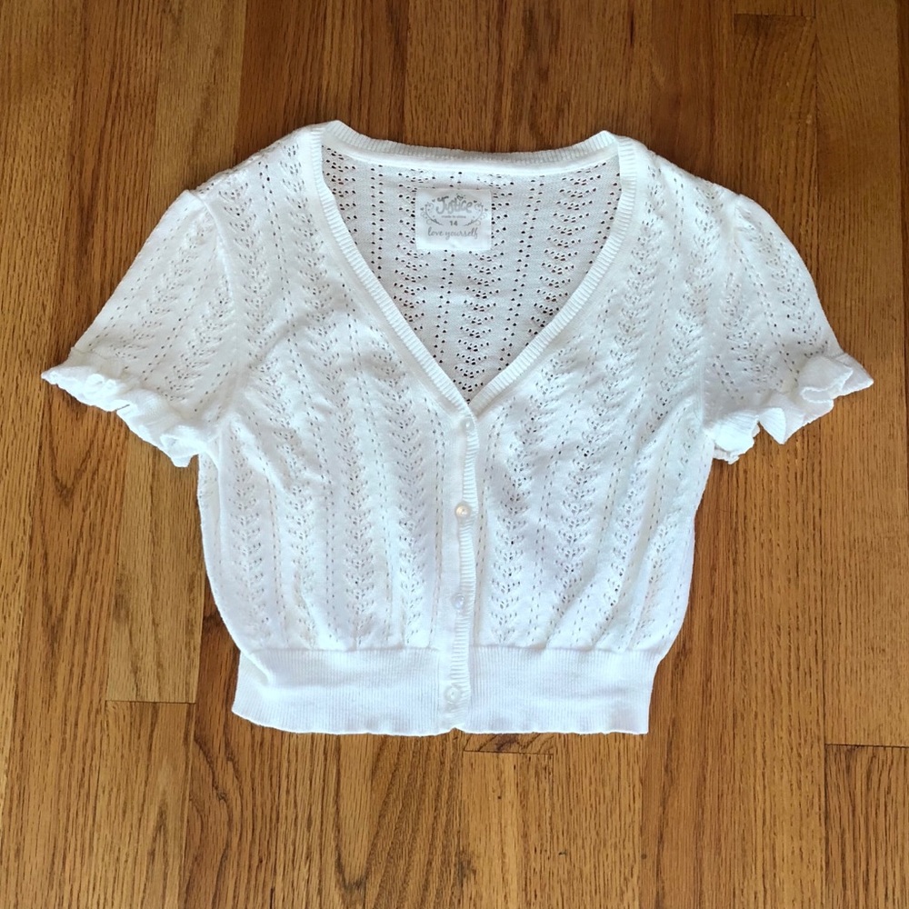 💖JUSTICE💖 SS WHITE CARDIGAN GIRLS SIZE 14